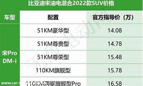 比亚迪油电车价格表最新_比亚迪油电车价格及图片